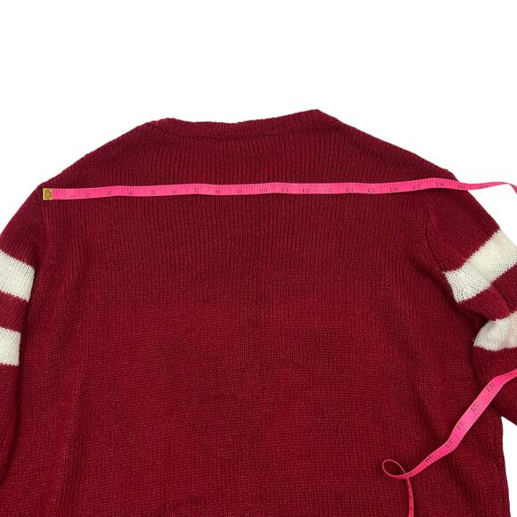 Wooden Ships Womens Red #67 Football Jersey Mohair Wool Blend Sweater Sz S/M - Picture 12 of 12
